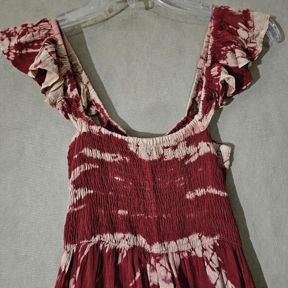 Reggae Tie Dye Mini Dress Cinched Chest Fit And Flare Beachy Boho Indie Vacation - Picture 10 of 11